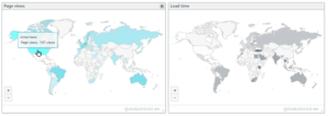 Interactive maps show distribution of users and download time