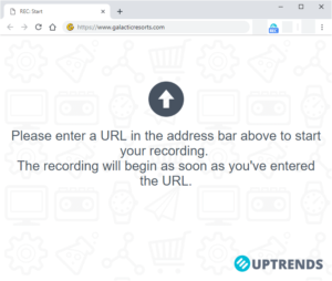 Enter the URL for your landing page. This is step one in your transaction recording.